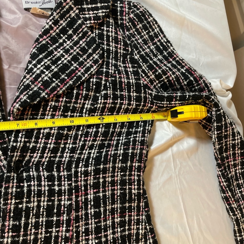 “Breakin Loose Tweed Coat Dress Size 3/4 Black Pink Bouclé Plaid Made in USA” - Picture 5 of 14